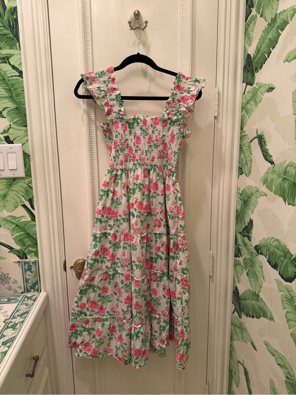 Hill House Home The Ellie Floral Nap Dress Pink Roses Poplin Size S - Picture 5 of 10